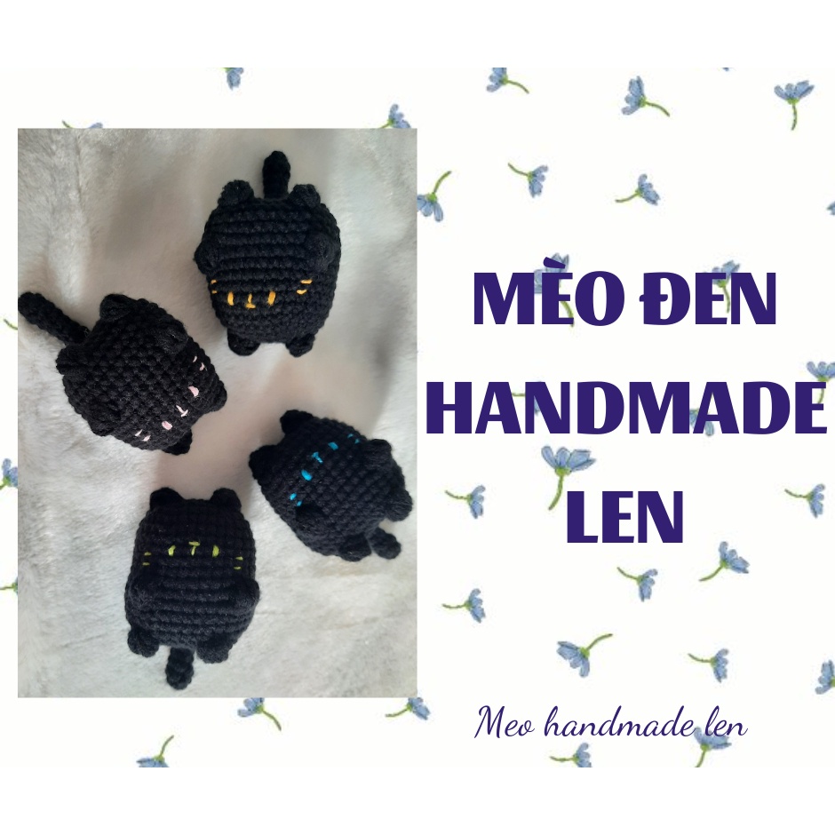 Móc khoá mèo đen - Handmade len - Amigurumi (có chuông)