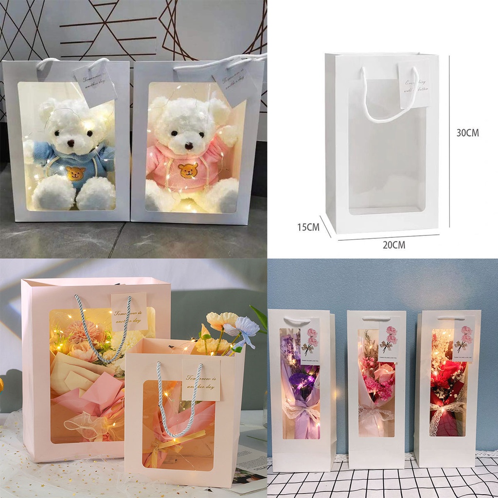 Túi giấy mặt kính đựng hoa đựng quà nhiều kích thước