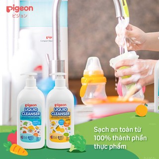 Nước rửa bình sữa cho bé Pigeon thành phần thực phẩm an toàn diệt khuẩn 99.99% chính hãng hương Yuzu
