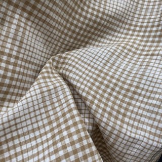 Vải Linen Tưng Caro Lạ Mắt Nâu Vintage Mềm Mướt Khổ 1m45