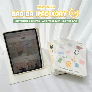 Bao da Xoay iPad Cute Acrylic, phối màu pastel, in hoạ tiết & lưng chống ố cho iPad Gen 7 8 9, Air 456, Pro11