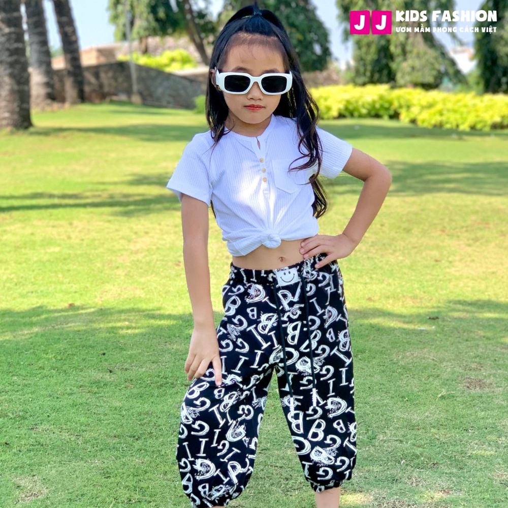 Quần Jogger Bé Gái Thun Dài Bo Ống – Phong Cách Hip Hop Năng Động | JJ Kids Fashion