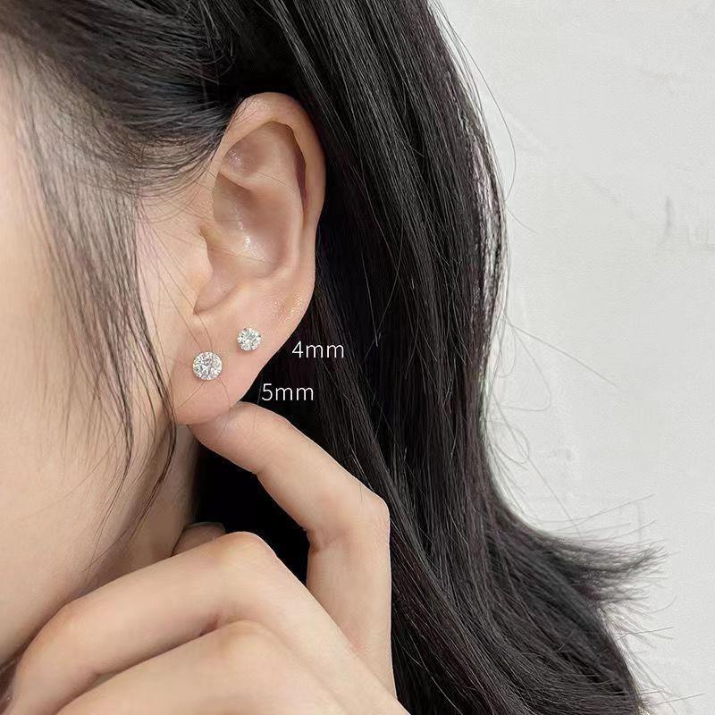 Ảnh Khuyên tai bạc nữ nụ đá tròn Miêu Bạc bông tai nam nữ chất liệu bạc 925 thời trang phụ kiện trang sức B000145 2