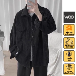 Áo sơ mi unisex nhung tăm form rộng nam nữ phong cách Ulzzang