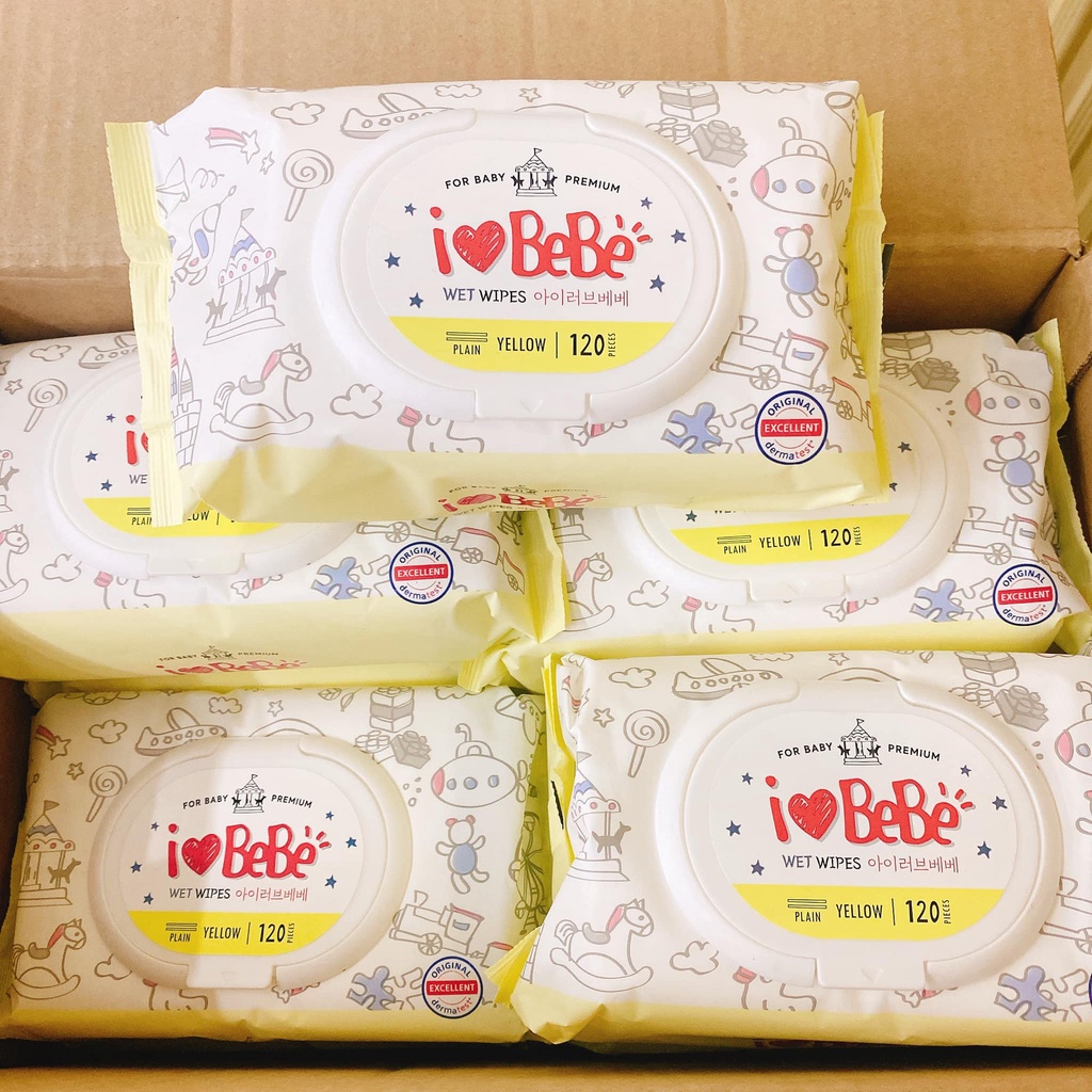 Khăn ướt I love Bebe Wet Wipes Hàn Quốc màu vàng 120 tờ Shopee Việt Nam