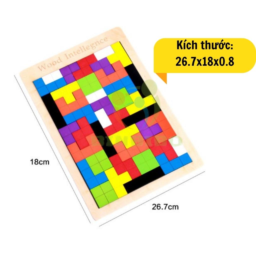 Ghép hình gỗ xếp gạch tetris giúp phát triển tư duy cho bé -Binbibo
