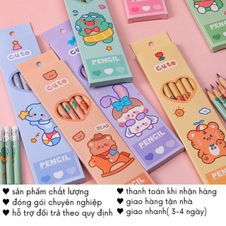 [ Hộp 6 Cây ] Bút Chì 2B Gỗ Cute Vẽ Có Tẩy Cho Bé Văn Phòng Phẩm Dễ Thương  Timo VPB25