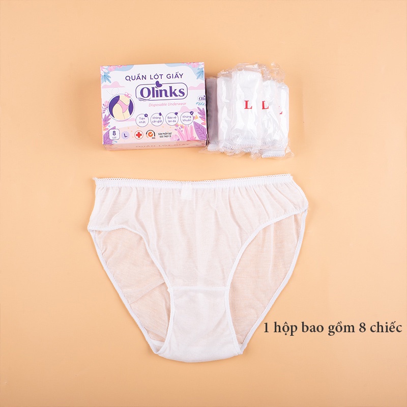 Ảnh Hộp 10 chiếc quần lót giấy Olinks đạt chuẩn SGS Thụy Sĩ quần lót dùng 1 lần kháng khuẩn QL135 du lịch tiện lợi 1