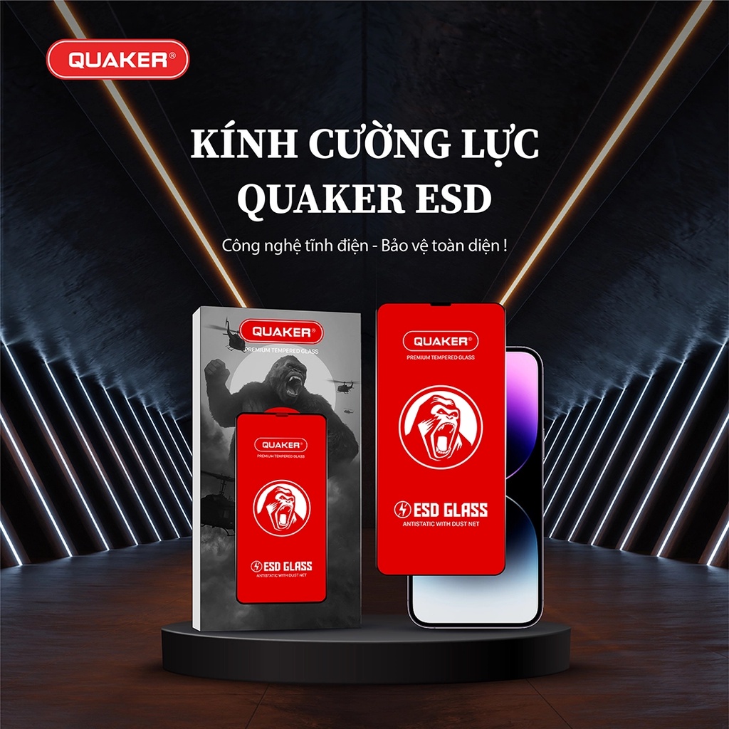 Kính cường lực iphone full màn ESD Quaker 7 8 PLUS X XS XR 11 12 13 14 PROMAX