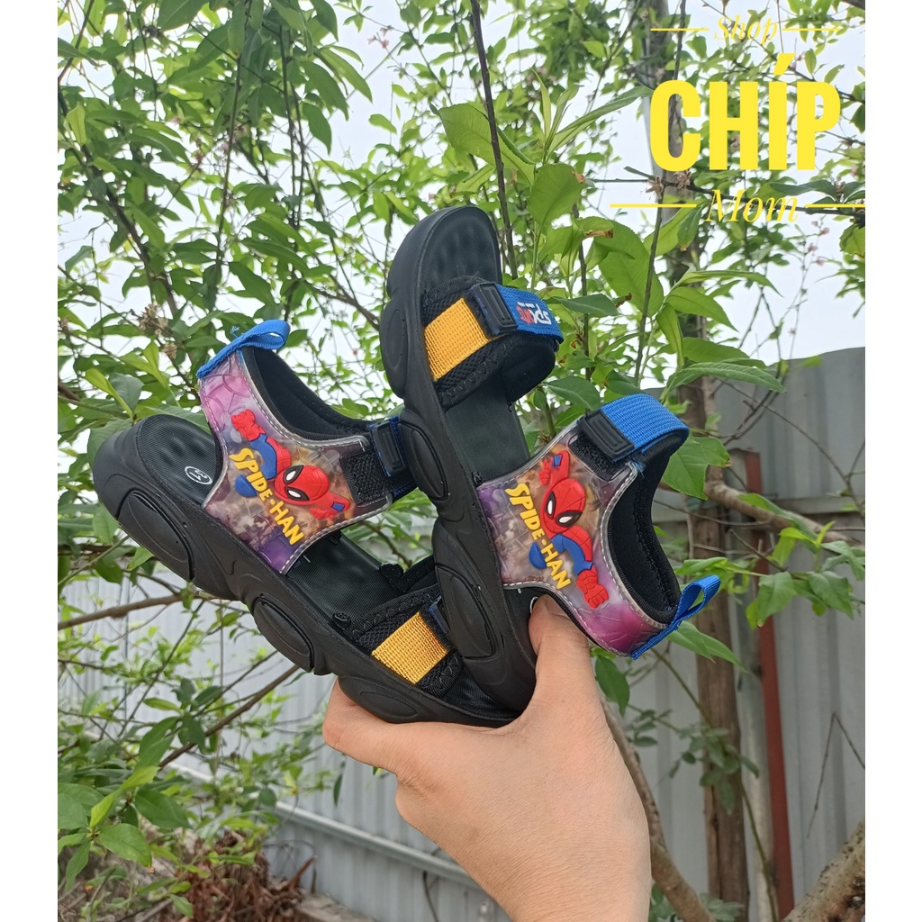 sandal bé trai dép quai hậu đi học cho bé có size đại khâu đế chìm đế chống trượt QCCC full hộp nhện 999 ( ảnh thật )