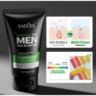 Sữa rửa mặt cao cấp SODÔER 100ml dành cho Nam, giúp sạch nhờn, hết mụn, trắng da, giảm thâm, mụn đầu đen