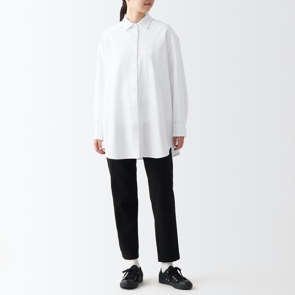MUJI ÁO SƠ MI NỮ VẢI OXFORD WASHED CỔ THƯỜNG NỮ