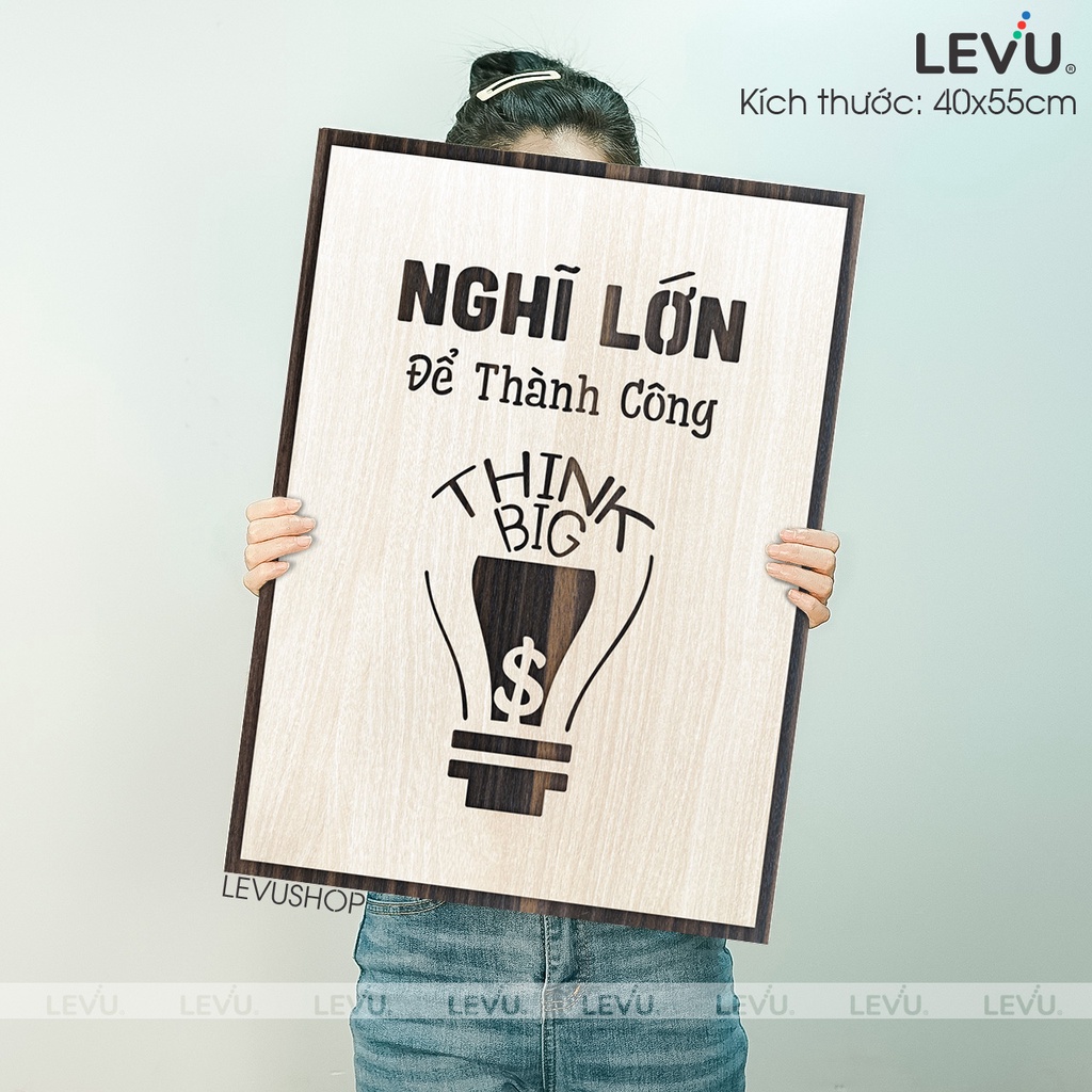 Tranh Decor Gỗ tạo động lực "Nghĩ lớn để thành công" mẫu bán chạy LEVU030
