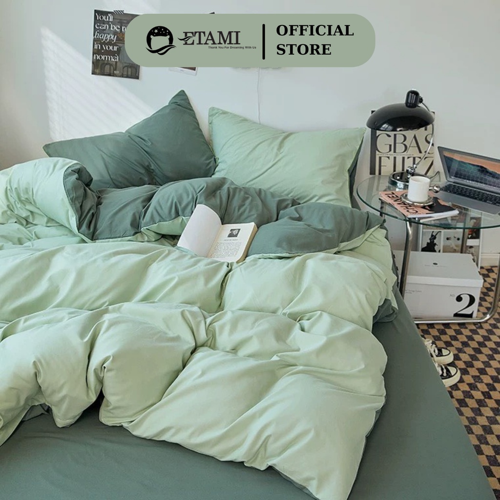 Bộ chăn ga gối cotton tici Notag ETAMI dày decor phòng ngủ vintage đủ mọi cỡ nệm(chưa kèm ruột)
