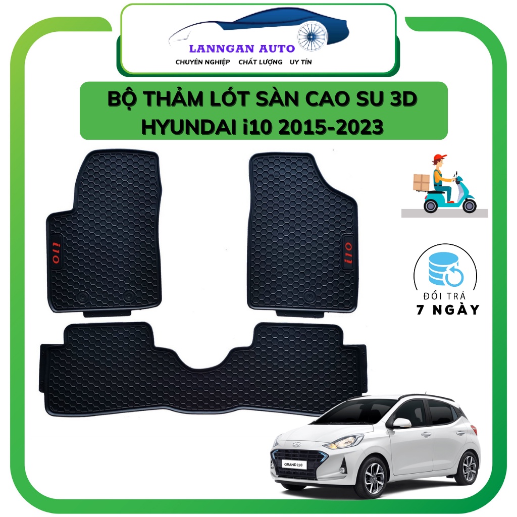 Thảm lót sàn ô tô Hyundai i10 2013-2020 HÀNG THƯỜNG, bộ trải sàn cao su PVC đúc, không mùi dễ dàng vệ sinh giá tốt