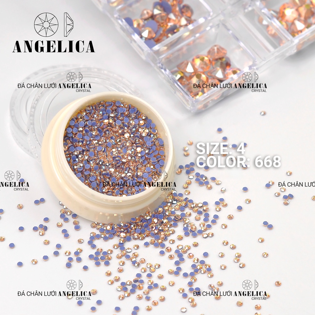 Hũ đá chân lưới nail size 4 nhỏ chân bằng đi viền móng siêu sáng trang trí móng nails ANGELICA H4-6