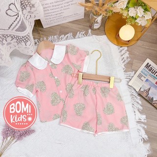 [ 10KG - 31KG ] Đồ Bộ Bé Gái Mặc Nhà Pijama Lụa Cao Cấp Tay Ngắn - Chất Liệu Lụa-BM10