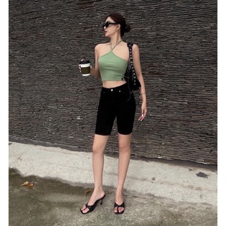 [ẢNH THẬT ĐỘC QUYỀN MIDDUA]JN071 Quần đùi lửng biker đen