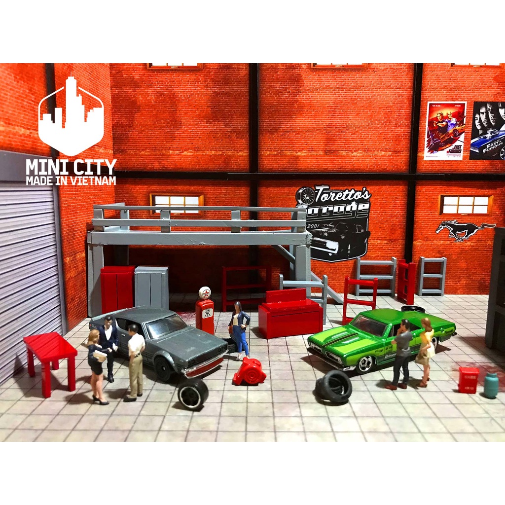 Garage kiểu Mỹ 1:64 mô hình (có đèn led)