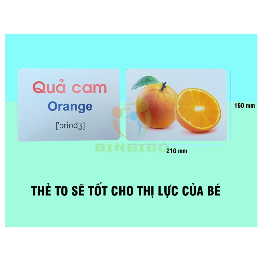 Thẻ học thông minh cho bé size to A5 15x21cm giúp bé phát triển trí tuệ - Binbibo