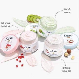 Tẩy Da Chết Dove Exfoliating Body Polish Đức Mỹ 225ml Dưỡng Da Trắng Mịn Màng Macca & Lựu