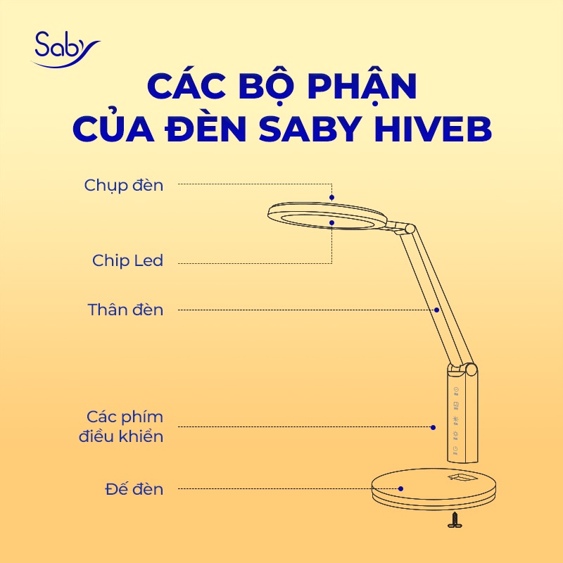 Ảnh Đèn học đọc sách làm việc chống cận Saby Hiveb, 3 chế độ sáng tắt bật cảm ứng Combo kèm Ổ điện đa năng CubeZ 2