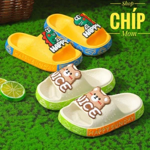 sandal bé trai dép lê cho bé gái hình gấu khùng long thỏ dễ thương đúc khuôn siêu bền chống trượt êm chân T18
