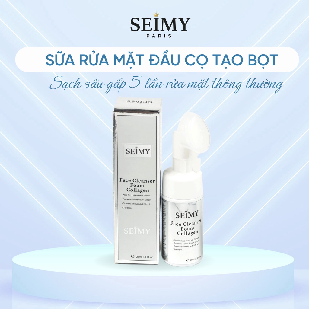 Ảnh Sữa rửa mặt đầu cọ Seimy - Face Cleanser Foam Collagen tạo bọt 100ml 1