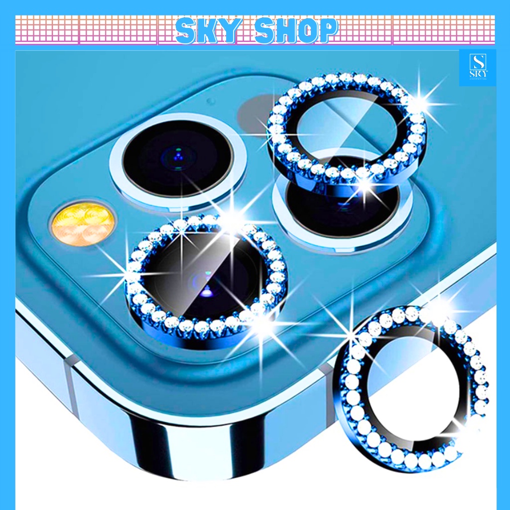 Cường lực đính đá kim cương bảo vệ camera iphone 16 ProMax 17 ProMax 17 Air 11 12 13 14 promax 15 pro max 15 Plus