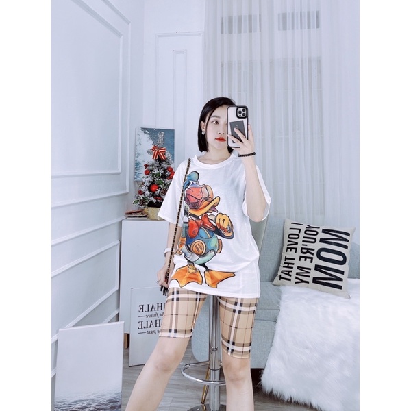 Áo phông nữ from to dấu quần chất cotton co giãn 4 chiều