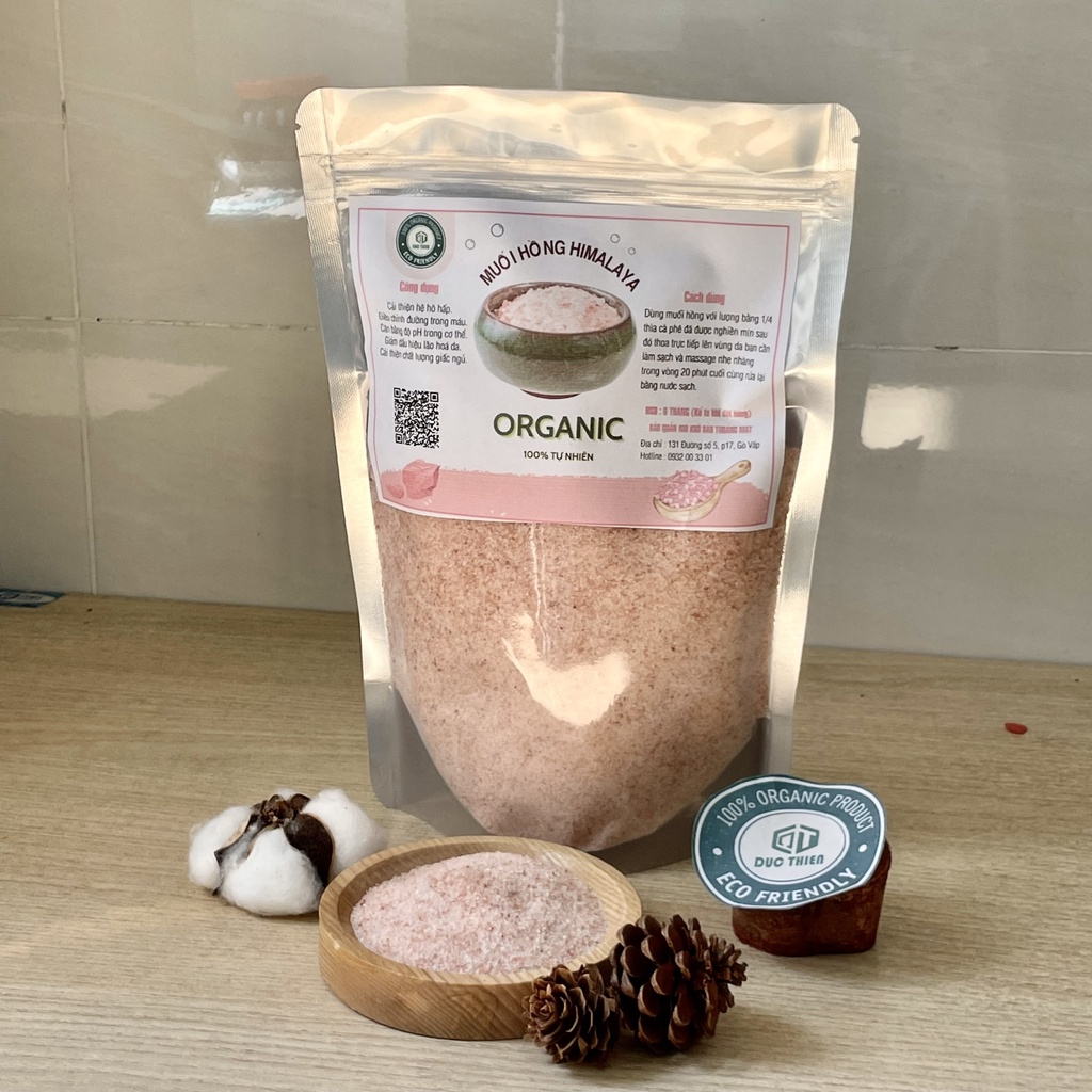 Muối Hồng Himalaya Organic 1Kg - Muối Hồng Himalaya Ngâm Chân Thải Độc Dạng Mịn Và Hạt