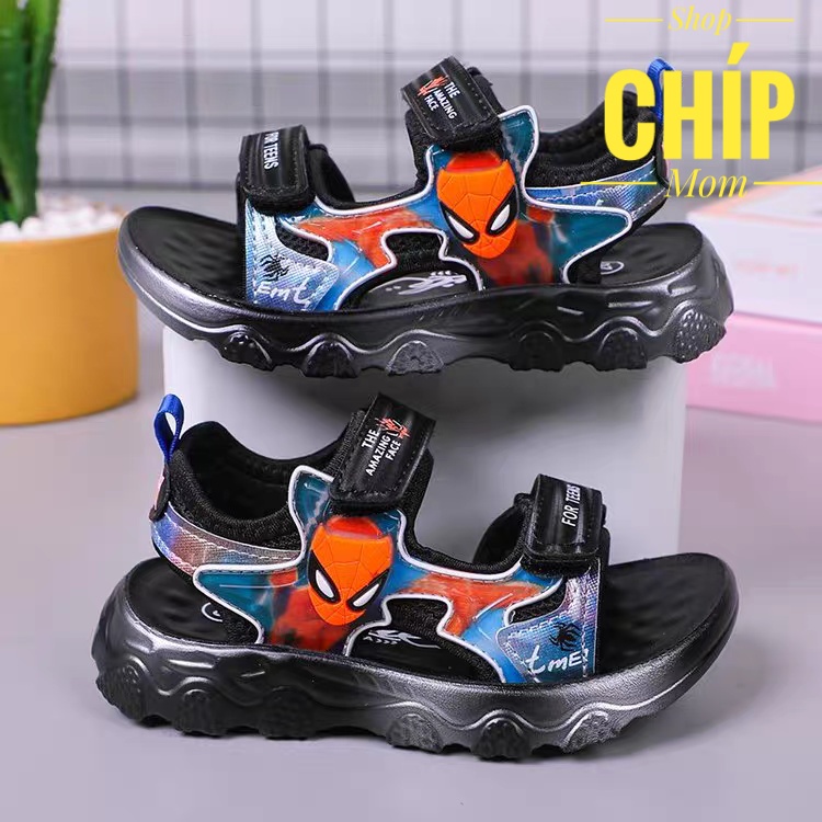 sandal bé trai dép quai hậu cho bé đi học khâu đế siêu bền người nhện kiểu dáng thể thao QCCC full hộp D1 ( ảnh thật )