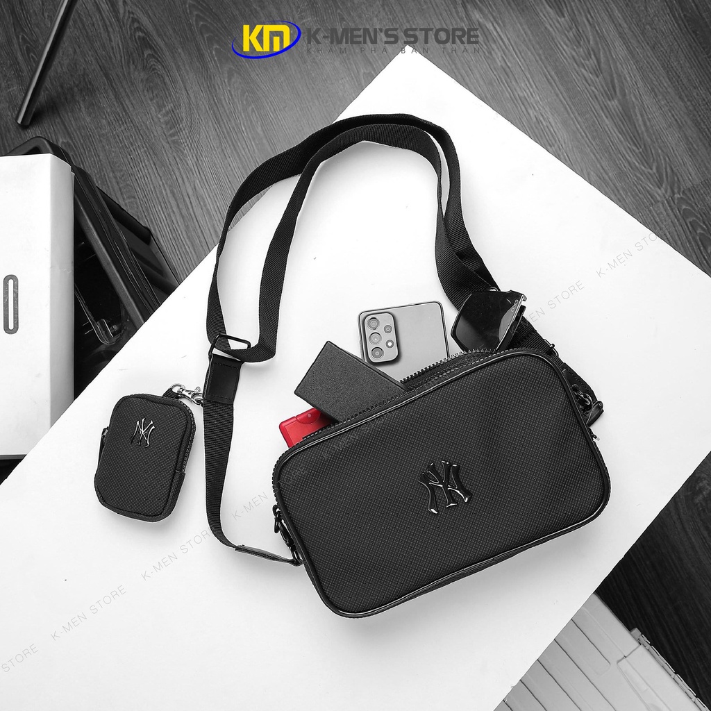Túi đeo chéo da nam LW MULTIBAG CrossBody màu đen chống nước