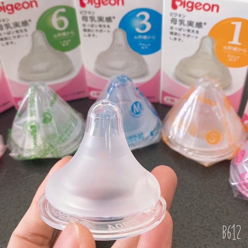Núm ti thay thế bình Pigeon cổ rộng size S,M,L,LL- Núm ty cho bình sữa cổ  rộng