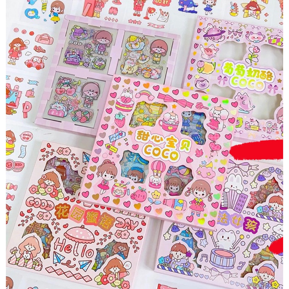 Hộp 100 Tấm Sticker Trang Trí, Set Nhãn Dán Decor Phụ kiện 18,5x18,5cm ...