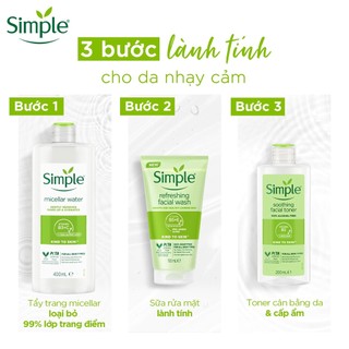 Sữa Rửa Mặt Simple Kind To Skin Moisturising Facial Wash và  Refreshing Facial Wash – 150ml