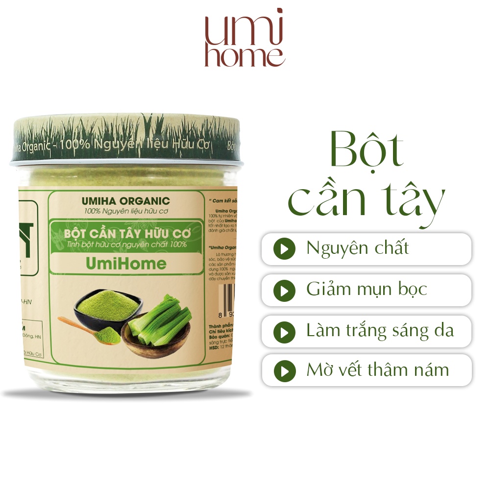 Ảnh Bột Cần Tây nguyên chất hữu cơ UMIHOME 135g - Dùng để uống và đắp mặt nạ dưỡng trắng da hiệu quả 1