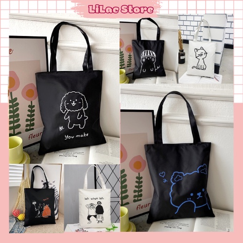 Túi Vải Canvas Túi Tote 2 Lớp Đi Học Đi Chơi CÓ KhoÁ MiỆng TÚi Nhiều Hoạ Tiết Ngộ Nghĩnh 4644