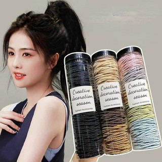 .Set Ống 100 Chun Buộc Tóc Trộn Nhiều Màu Vitage Cho Bạn Nữ.
