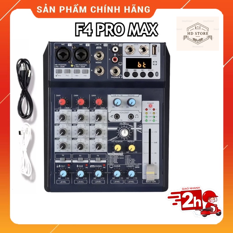 Bàn Trộn Mixer F4 ProMax II Tích Hợp 99 Chế Độ Vang Số DSP- 4 Kênh, Màn ...