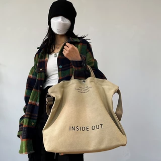 Túi Vải Canvas Cỡ Lớn 2024 Hàng Có Sẵn Hàn Quốc Retro Lười Biếng Thông Thường Dung Tích Bự Jess132