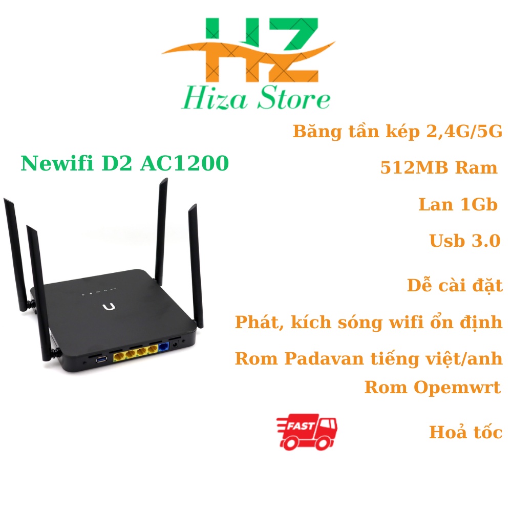 Bộ phát wifi, Router Wifi Newifi 3 D2 AC1200 - Rom PADAVAN tiếng việt ...