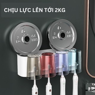 Kệ Để Bàn Chải Kem Đánh Răng Nhà Tắm 2 cốc 3 cốc 4 cốc, Giá Để Đồ Tiện Lợi Không Cần Khoan Tường