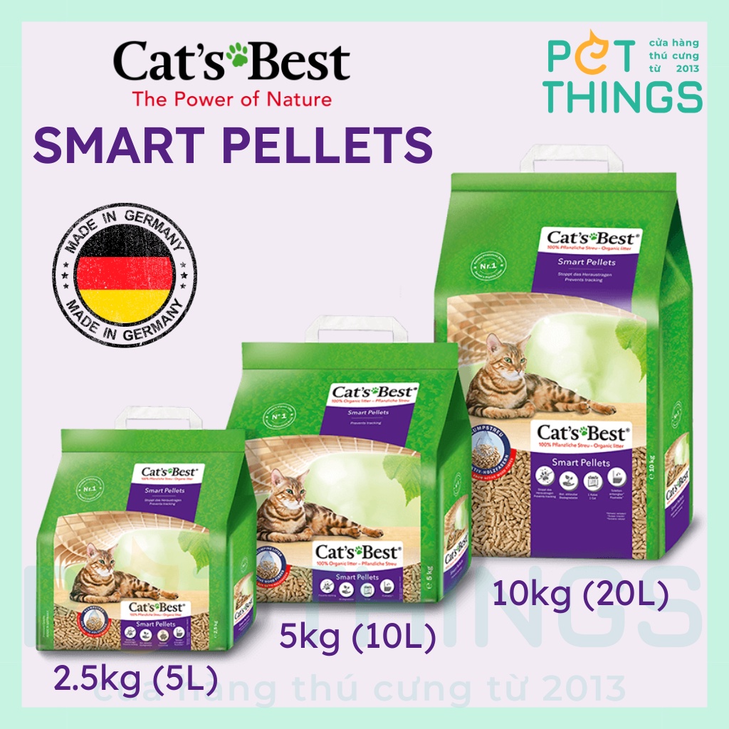 Cát gỗ vệ sinh vón cục cho mèo Cat's Best Smart Pellets 2.5 / 5kg