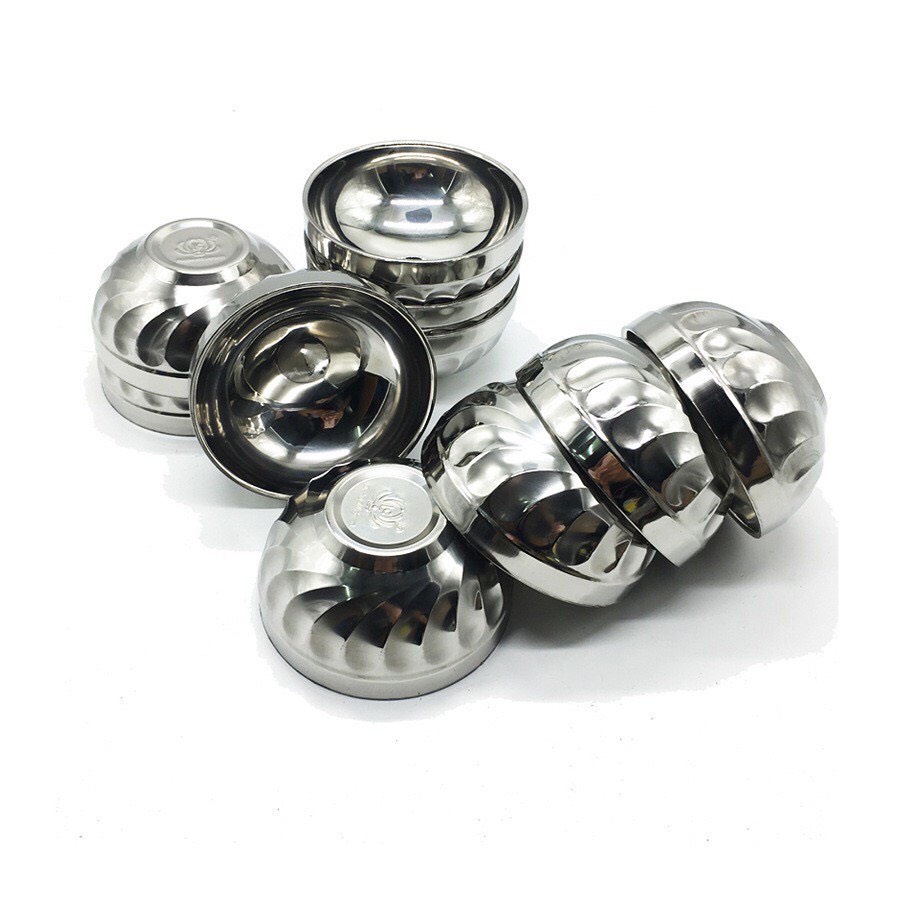 Chén-Tô - inox 2 Lớp Xoắn Cách Nhiệt đủ kích cỡ , Bát Inox, Tô Inox chất dày dặn an toàn
