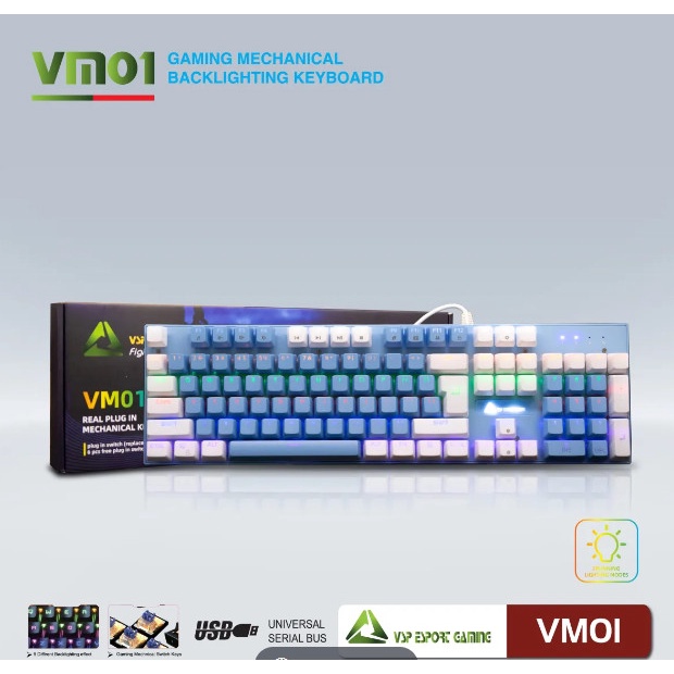 Keyboard VSP VM01 White Blue/White Pink USB Chính hãng (Phím cơ, 25 key ...