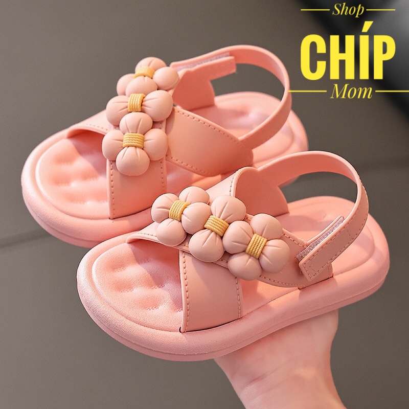sandal be gái dép quai hậu PVC êm chân cho bé đi học đi chơi có quai dán hoa siêu điệu mẫu mới nhất 1638 ( ảnh thật )