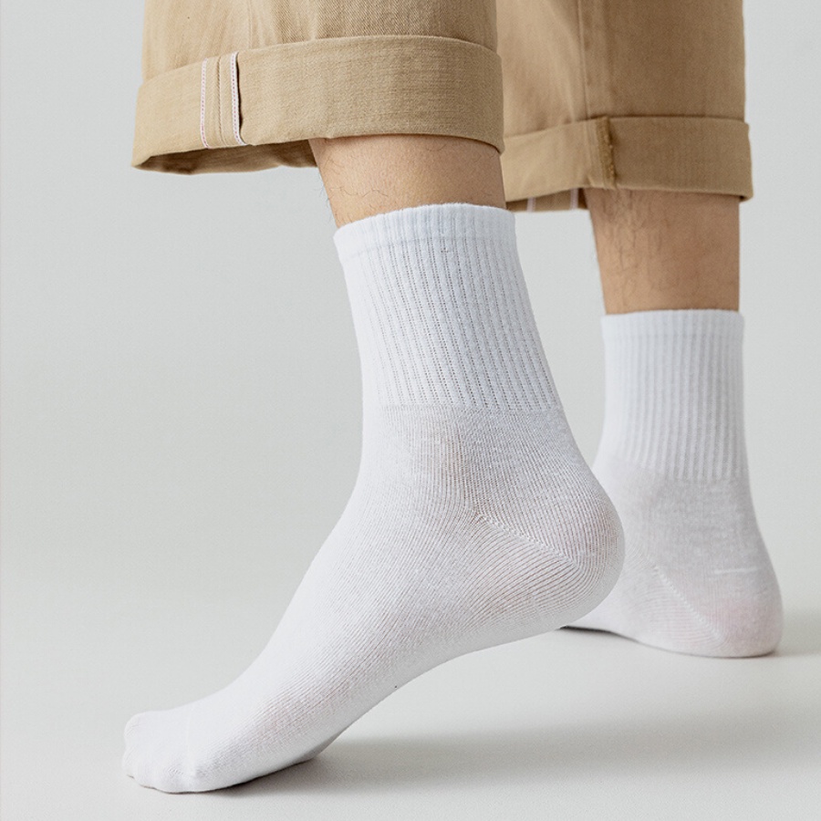 Vớ cổ cao nam nữ sọc gân 3B chất cotton dày dặn, thấm hút mồ hôi