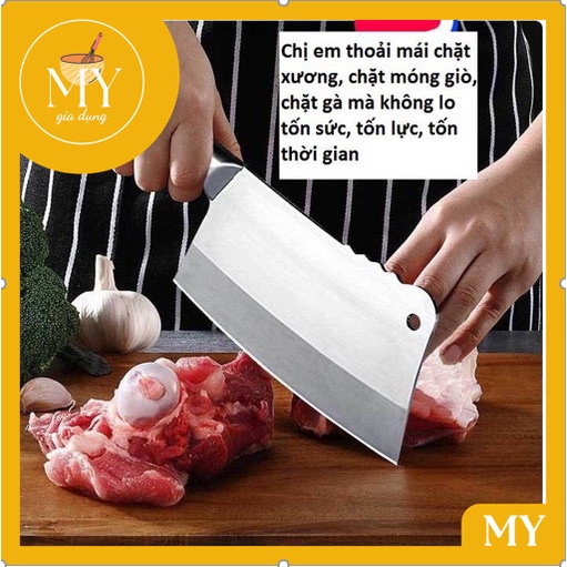 Dao cán inox chặt  thịt ,xương, chặt gà, vịt, ngan,  bản lớn siêu bén Cao Cấp sạch sẽ