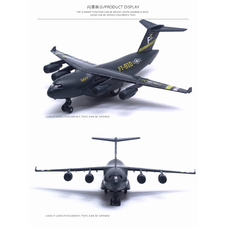 Ảnh Đồ chơi mô hình máy bay vận tải Boeing C-17 KAVY chất liệu hợp kim, có nhạc và đèn, chạy cót 3